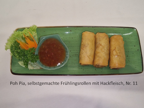Poh Pia, selbstgemachte Frühlingsrollen mit Hackfleisch, Nr. 11